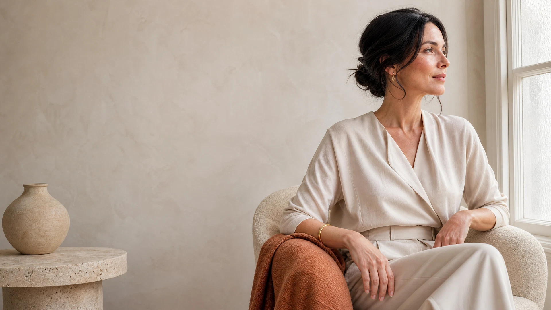 A calm client inside a serene London clinic